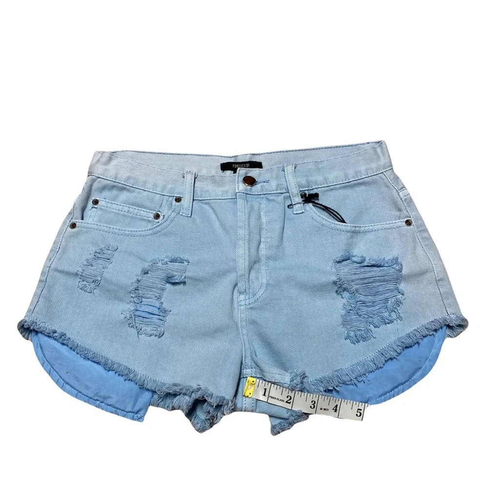 Forever 21 Jean Shorts Women’s 27 Casual Denim Distressed High Rise Button Fly